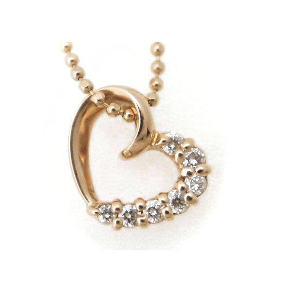 4℃ Heart-Motif Diamond Necklace in K18 Pink Gold, Ladies' Jewelry  in Great Condition