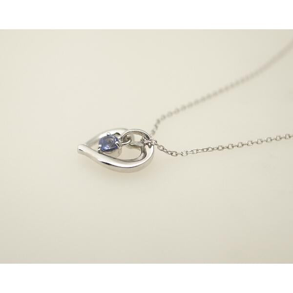 Pre-owned 4℃ Women's Heart Motif Necklace with Colored Stone on K18 White Gold