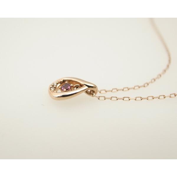 4°C Purple Gemstone Diamond Necklace in K10 Pink Gold for Women - Second Hand