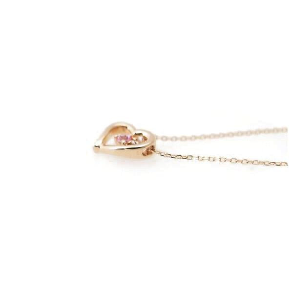 [LuxUness]  4℃ Heart-Motif Necklace with Colored Stones in K10 Pink Gold (10K Gold)  by YonDoSi - Used in Excellent condition