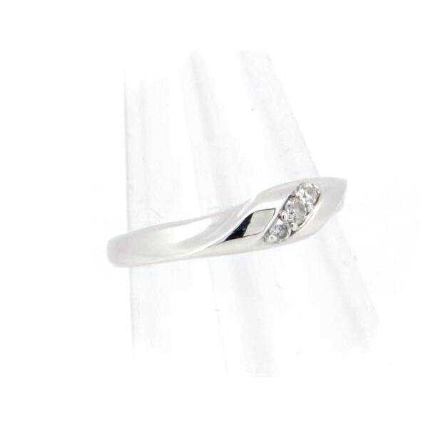 4°C Elegant Women's Diamond Ring Size 12 in K18 White Gold in Great Condition