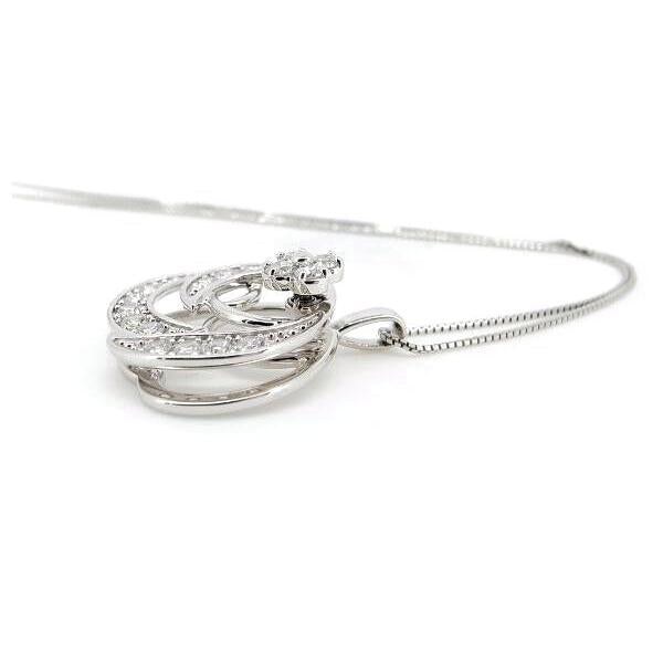 [LuxUness]  "Floral Moon Motif Swing Pendant with D1.00ct Diamond in Platinum PT900/PT850 for Women - Preowned" in Excellent condition