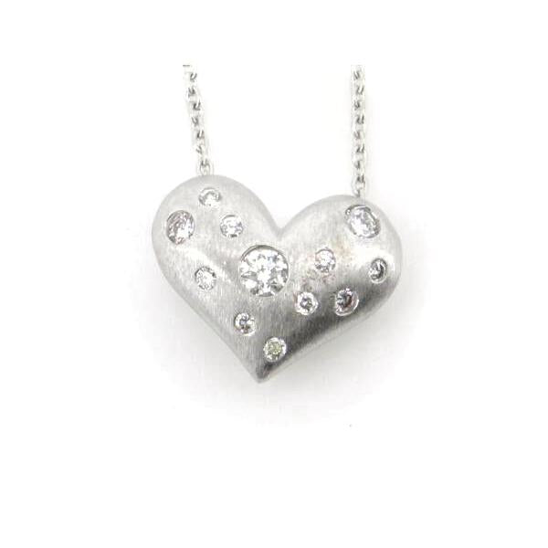 Heart Motif Diamond Necklace 0.17ct in 18K White Gold, Ladies' - Preloved in Great Condition