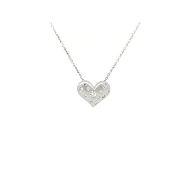 Heart Motif Diamond Necklace 0.17ct in 18K White Gold, Ladies' - Preloved in Great Condition