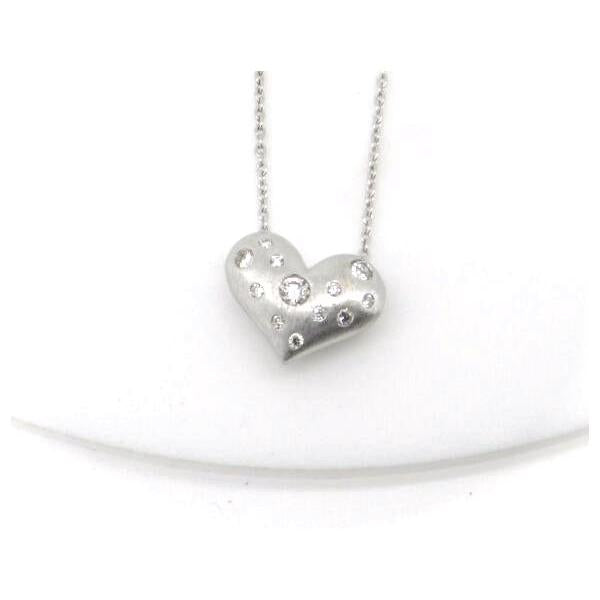 Heart Motif Diamond Necklace 0.17ct in 18K White Gold, Ladies' - Preloved in Great Condition