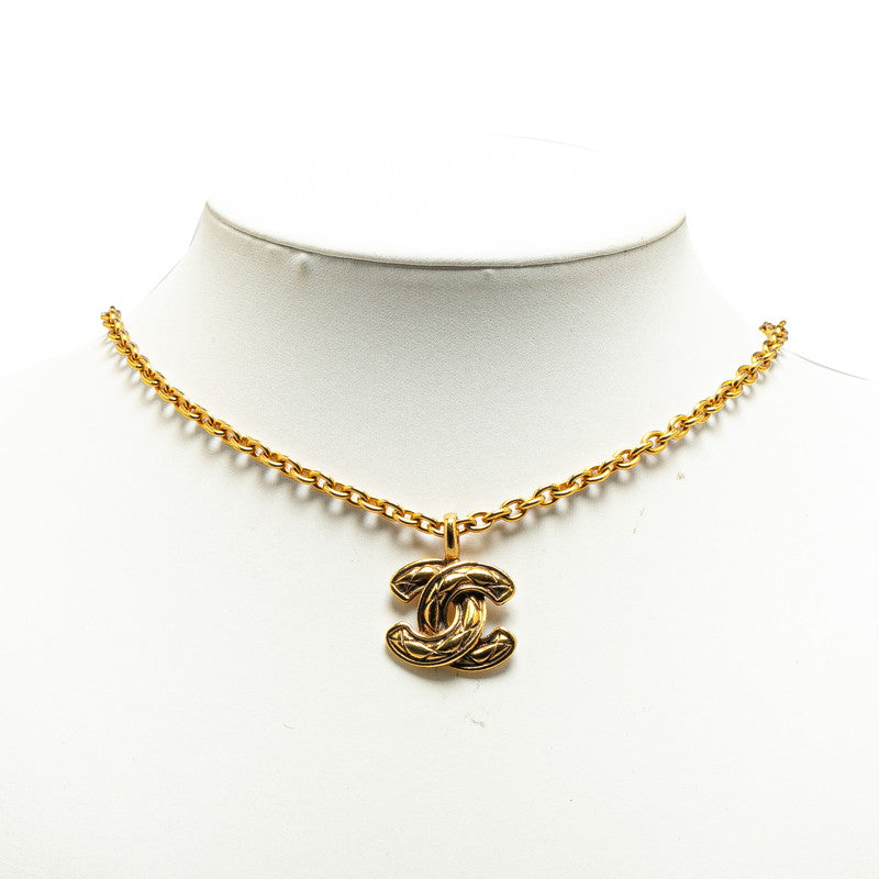 Chanel Matelasse Coco Mark Necklace Gold