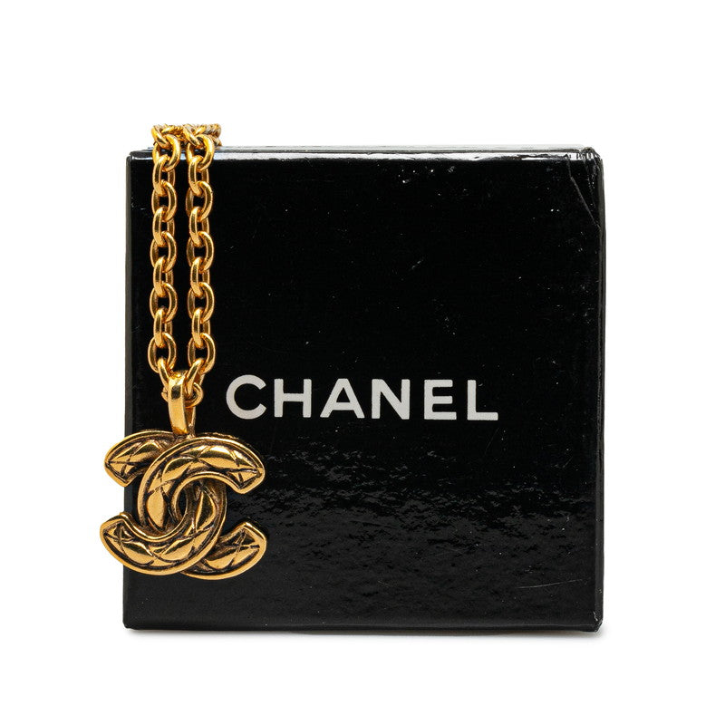 Chanel Matelasse Coco Mark Necklace Gold