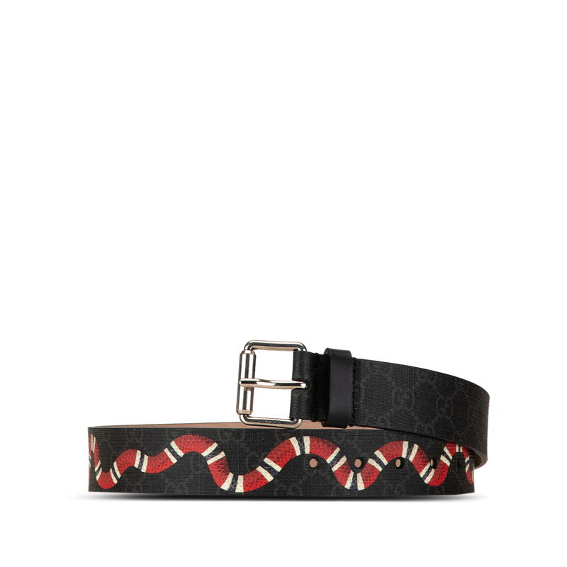 Gucci GG Supreme Snake Belt Black PVC Leather