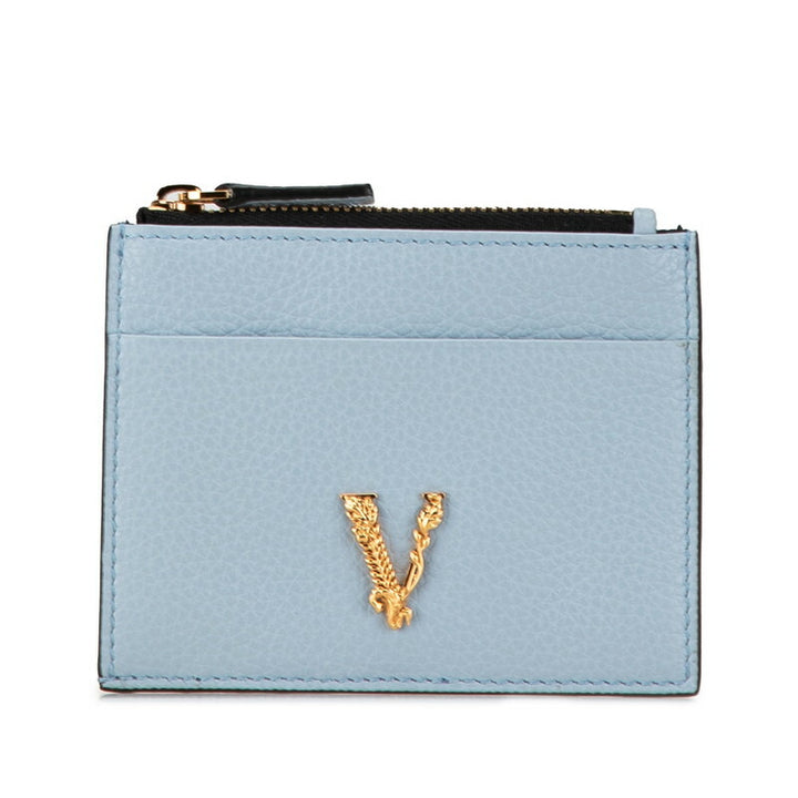 Versace Virtus Leather Card and Coin Case Light Blue in Great Condition