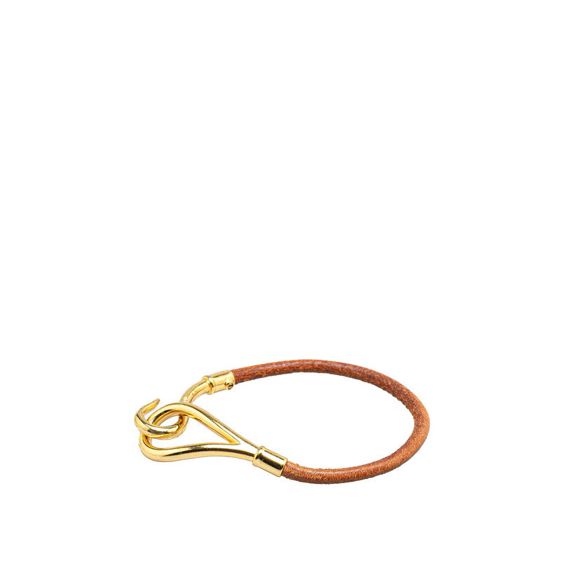 Hermes Leather Gold Bangle Bracelet