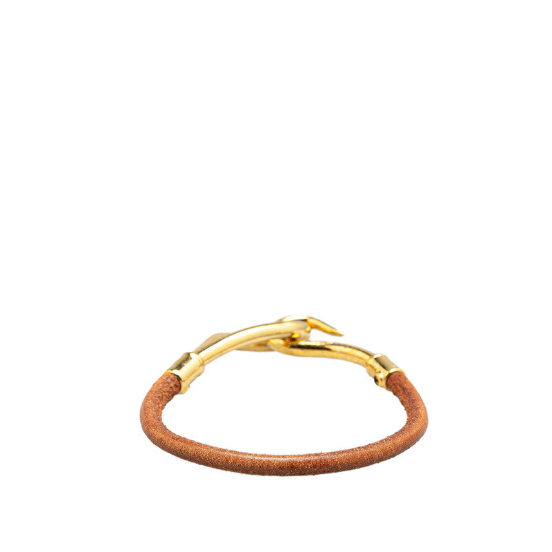 Hermes Leather Gold Bangle Bracelet