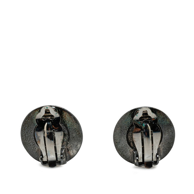 Chanel Vintage Coco Mark Earrings Silver Metal