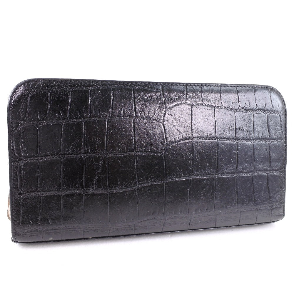 Yves Saint Laurent Round Zip Wallet Black