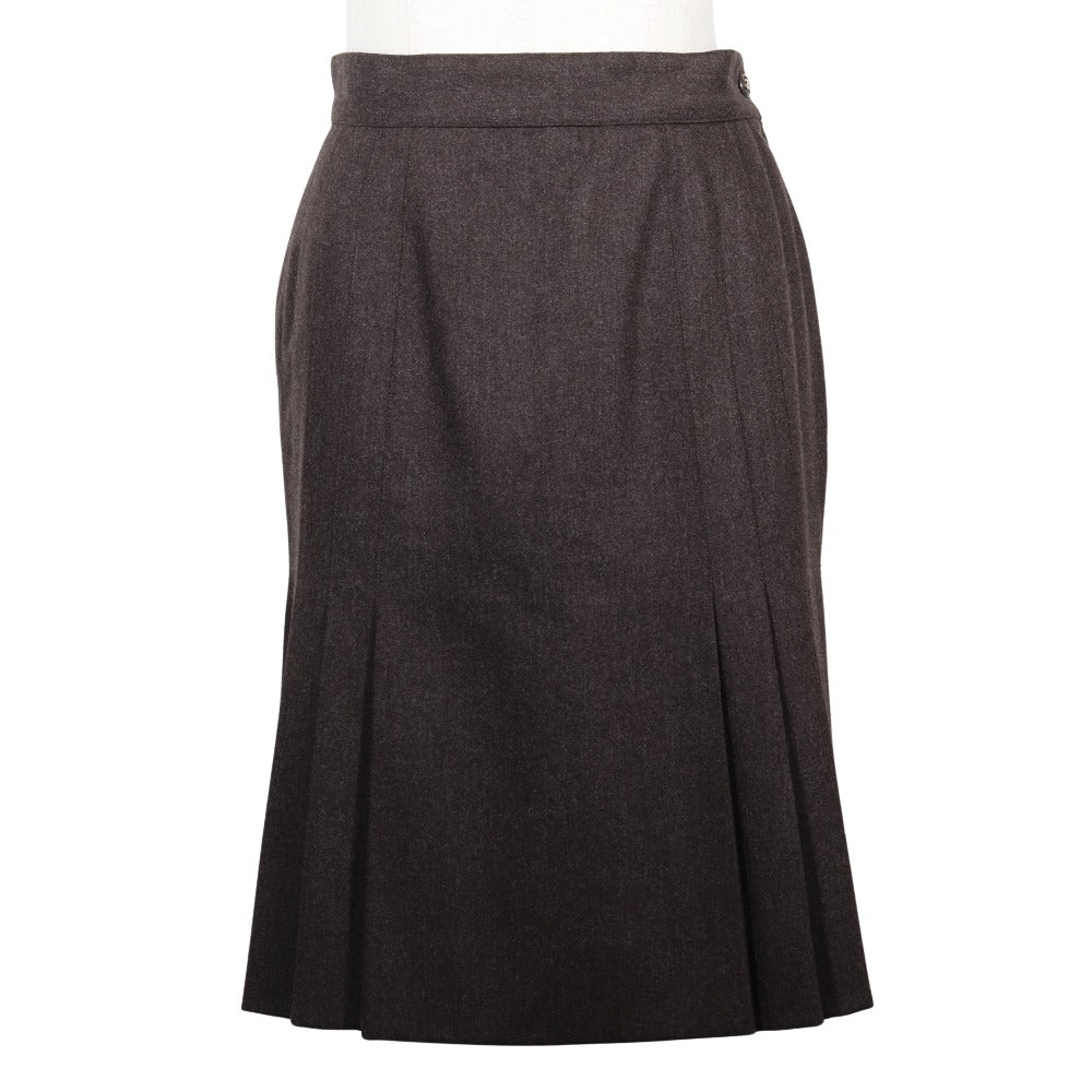 Chanel Wool Flare Skirt Brown