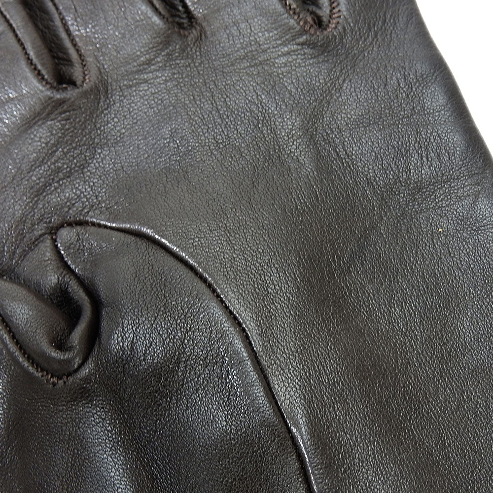 Hermes Lamb Leather Gloves Dark Brown