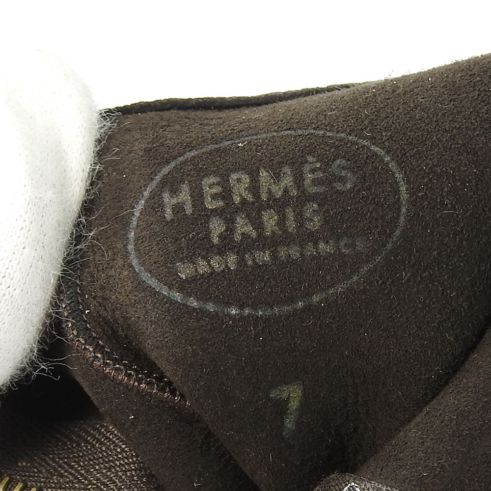 Hermes Lamb Leather Gloves Dark Brown