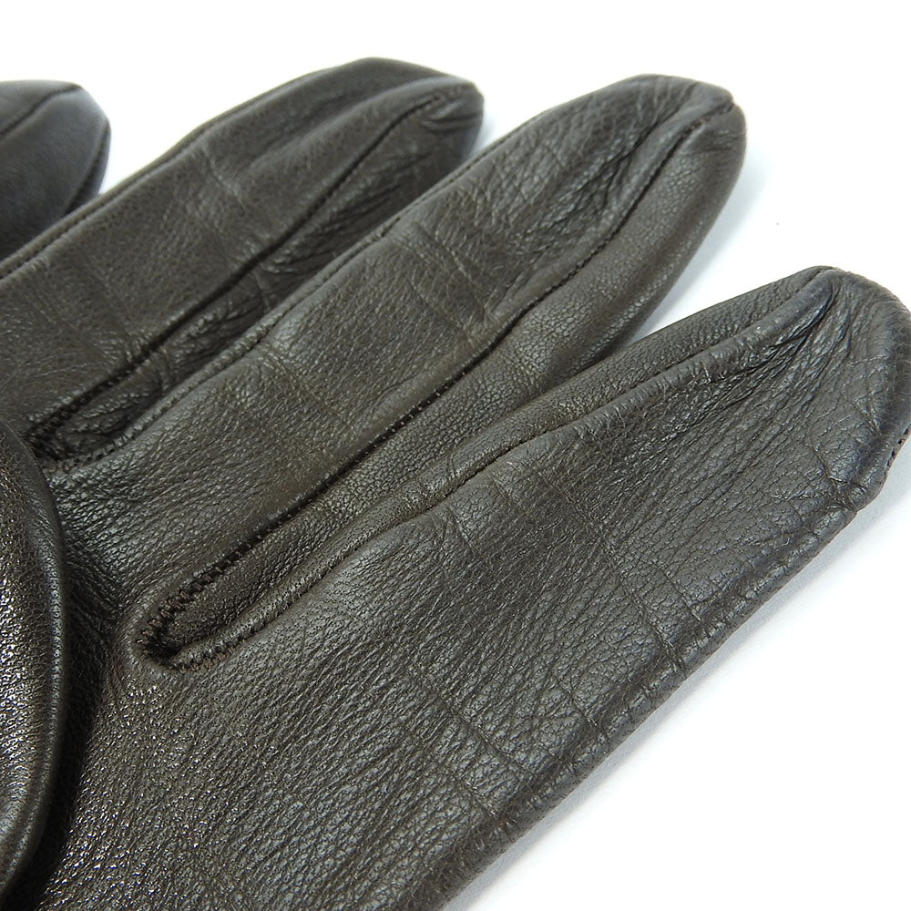 Hermes Lamb Leather Gloves Dark Brown