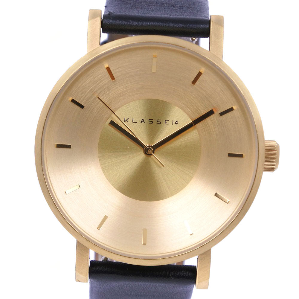 Class 14 Villare Watch Stainless Steel Leather Gold Quartz Unisex