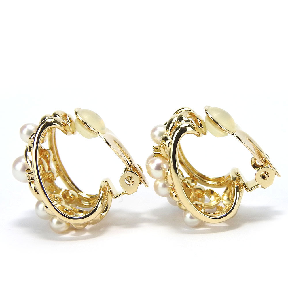 Tasaki K18YG Pearl Diamond Earrings