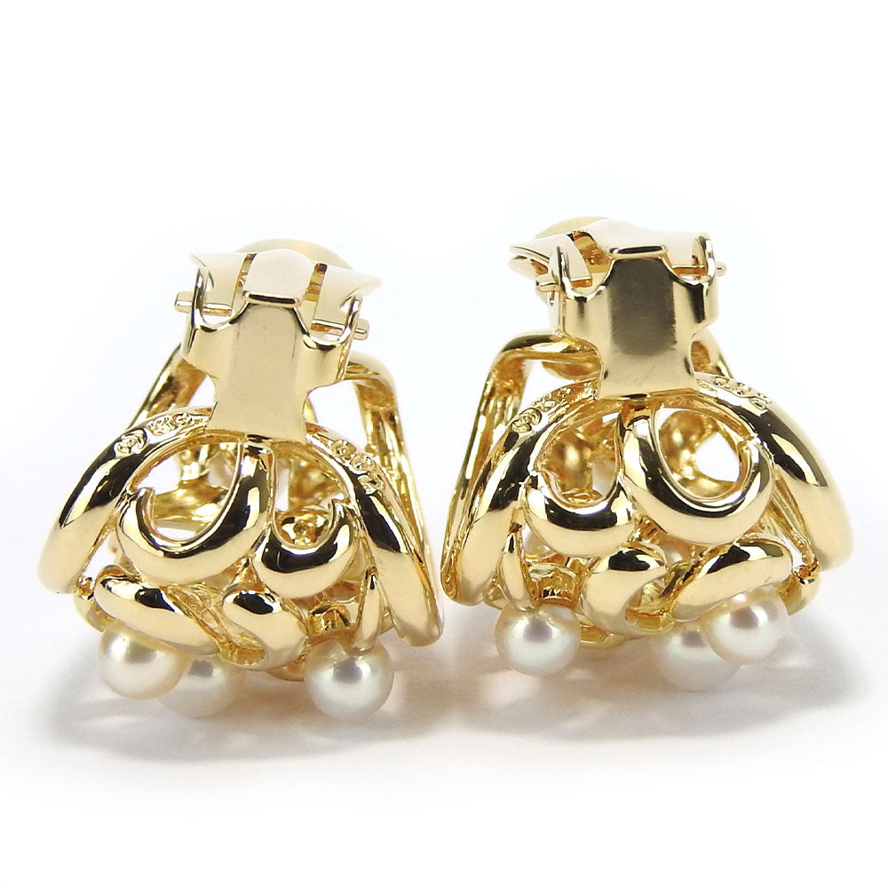 Tasaki K18YG Pearl Diamond Earrings