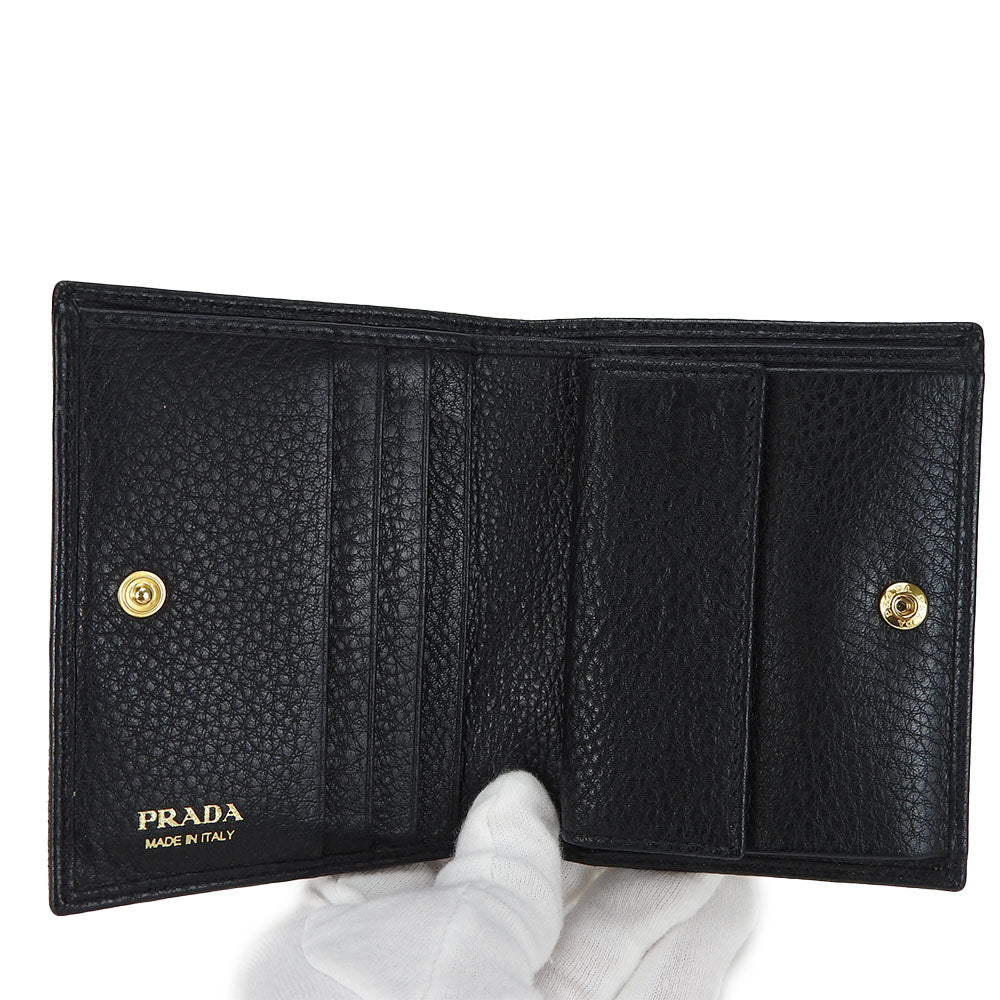 Prada Leather Bifold Wallet Black