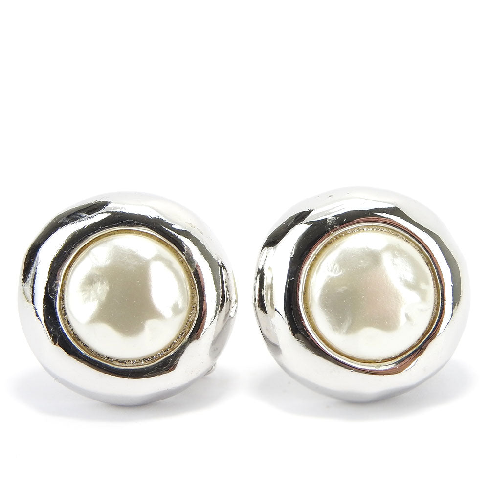 Givenchy Silver Metal Earrings with Faux Pearl