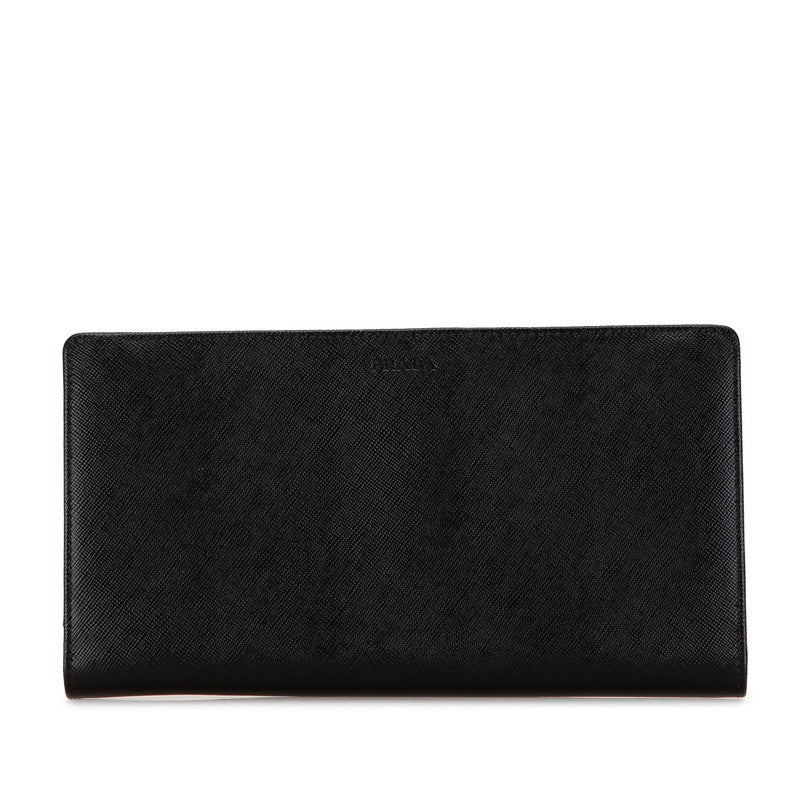 Prada Leather Long Wallet Clutch Bag Black in Great Condition