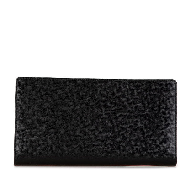 Prada Leather Long Wallet Black