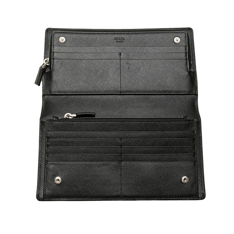 Prada Leather Long Wallet Black