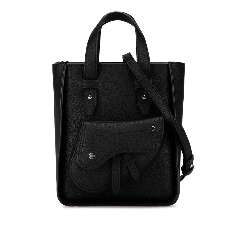 Dior Saddle Mini Tote Bag Calf Leather 2WAY Black