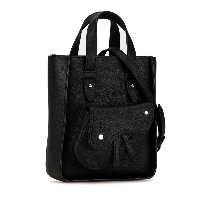 Dior Saddle Mini Tote Bag Calf Leather 2WAY Black in Great Condition