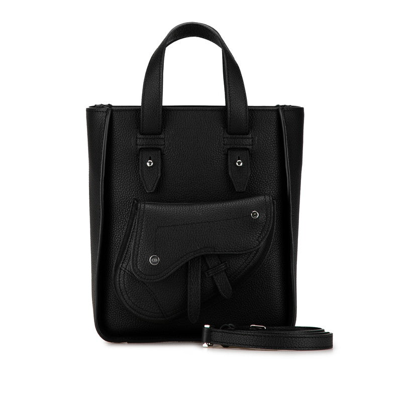 Dior Saddle Mini Tote Bag Calf Leather 2WAY Black