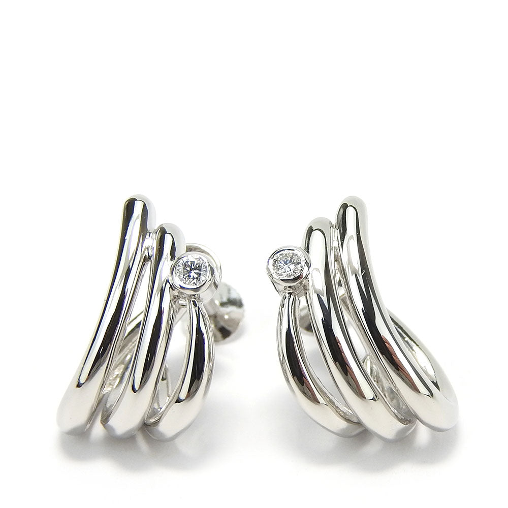 Tasaki Pt900 Platinum Diamond Earrings