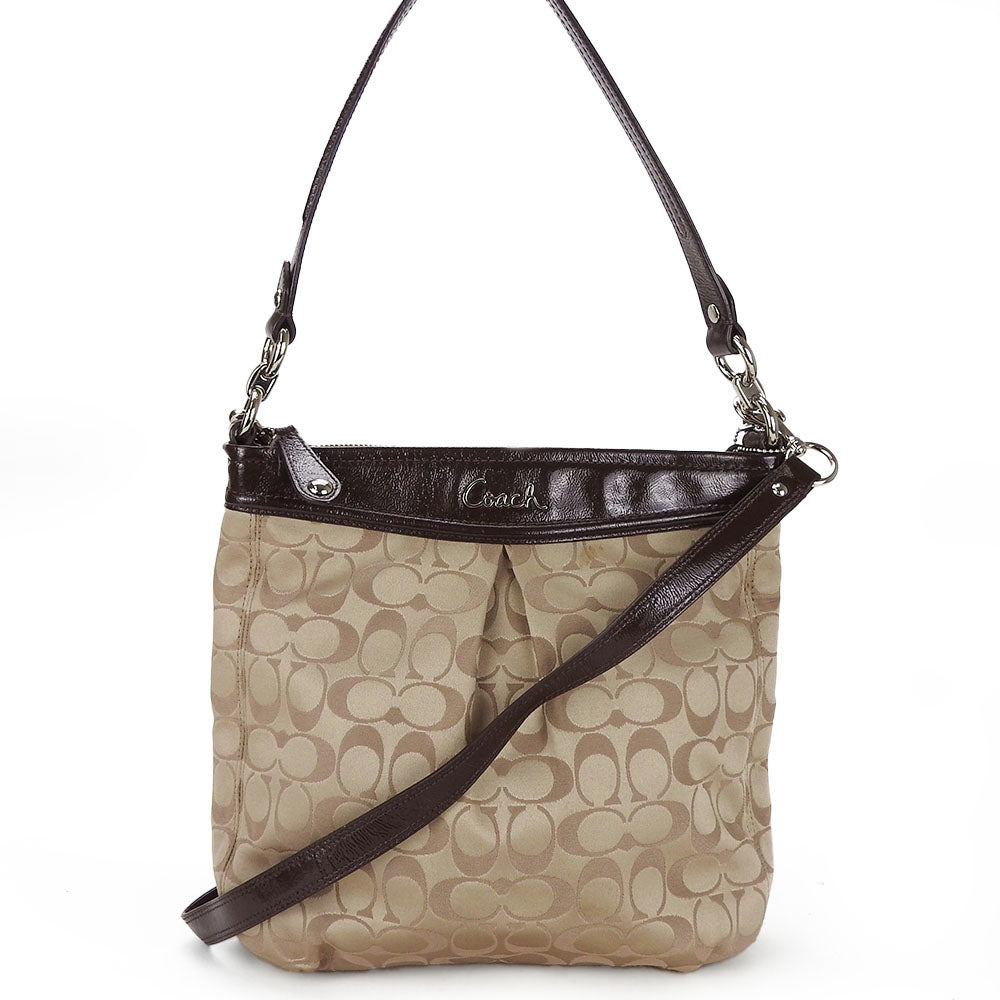 Coach F20111 Canvas Patent Leather Shoulder Bag