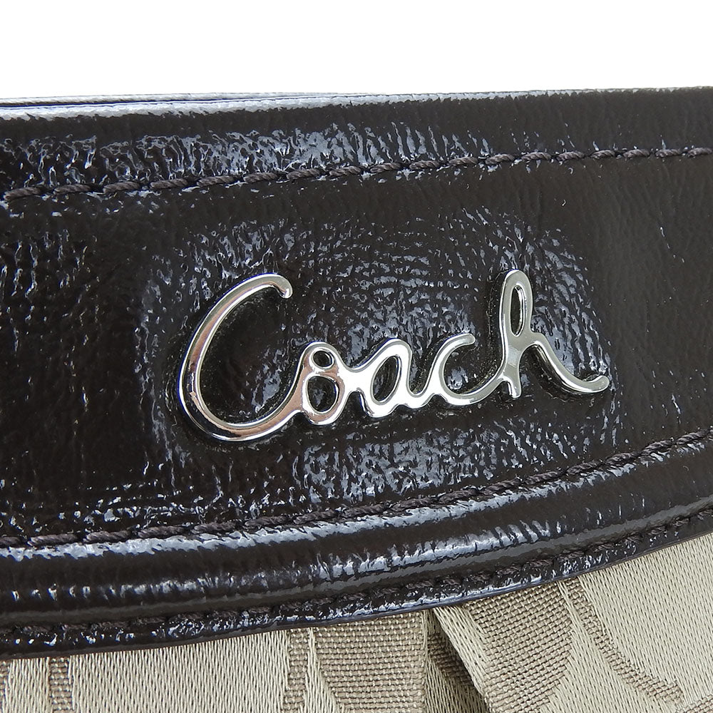 Coach F20111 Canvas Patent Leather Shoulder Bag