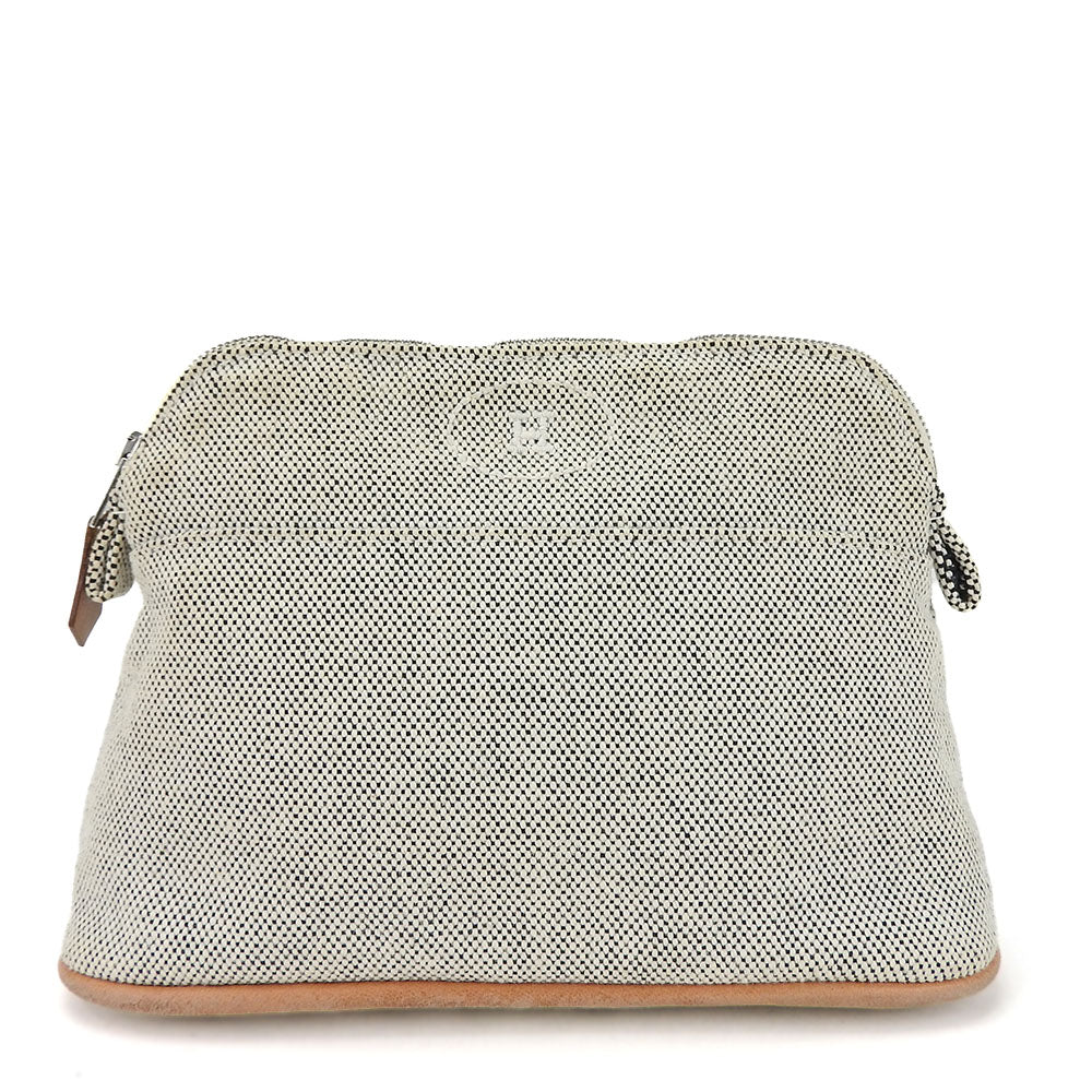 Hermes Canvas Leather Pouch Gray