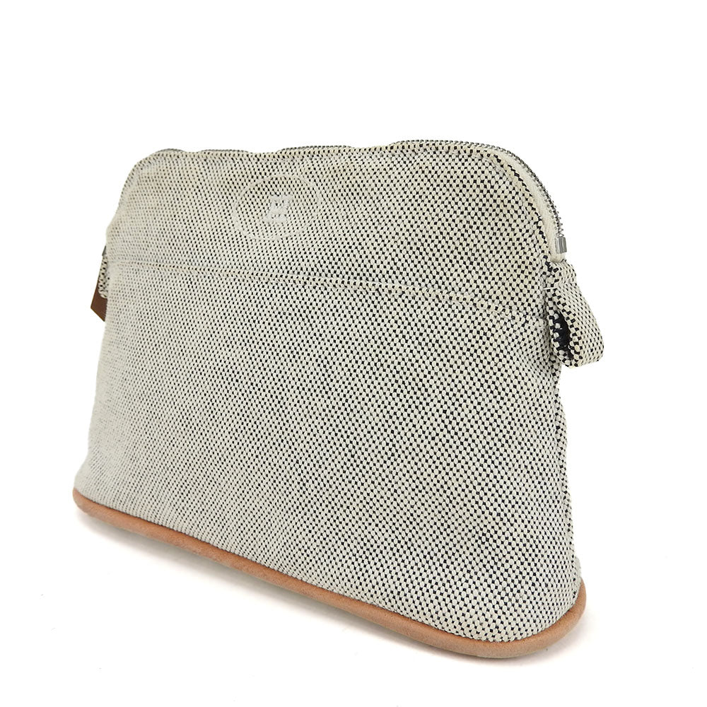 Hermes Canvas Leather Pouch Gray