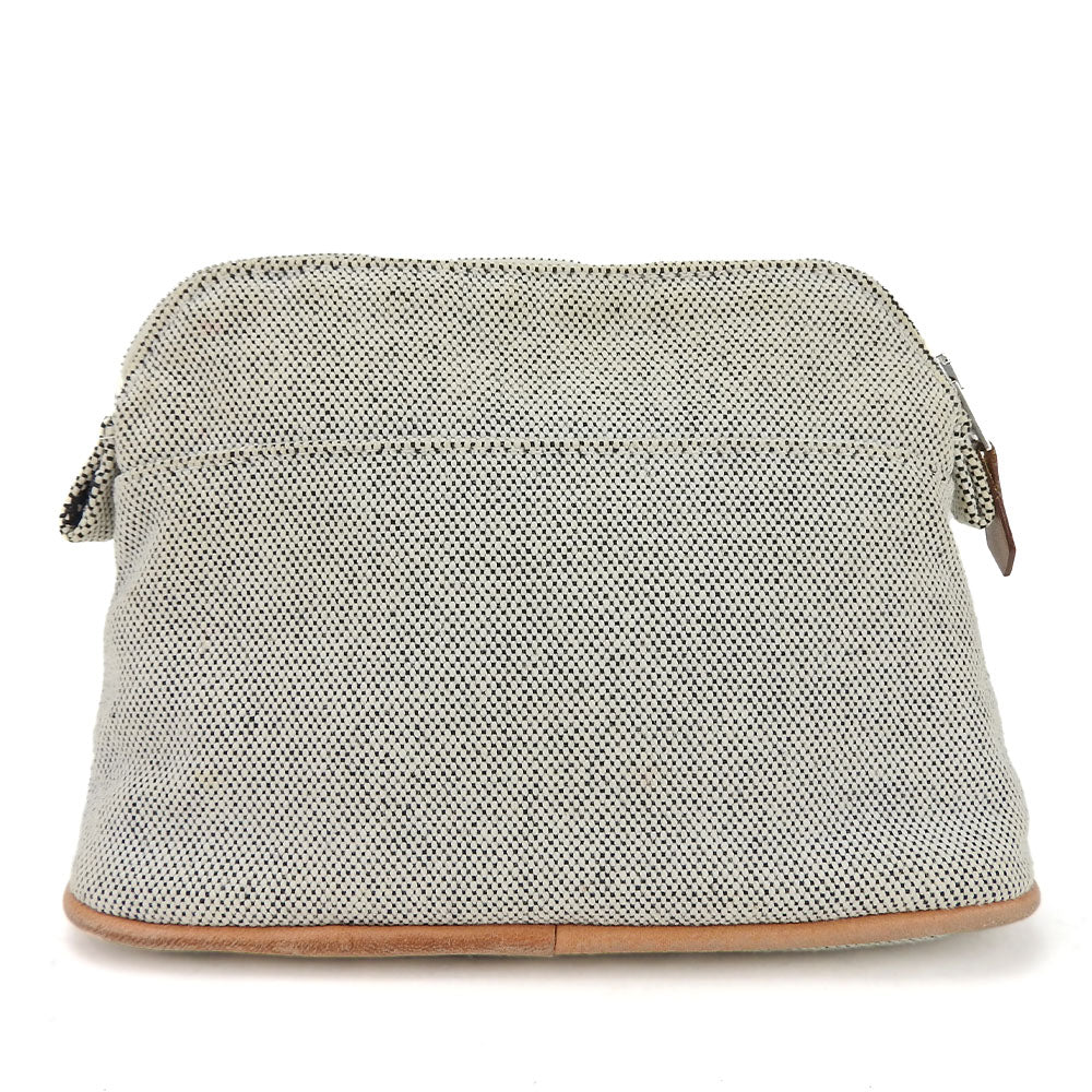 Hermes Canvas Leather Pouch Gray