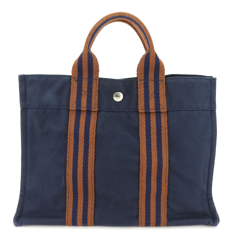 Hermes Canvas Tote Bag Fool Toe PM Navy