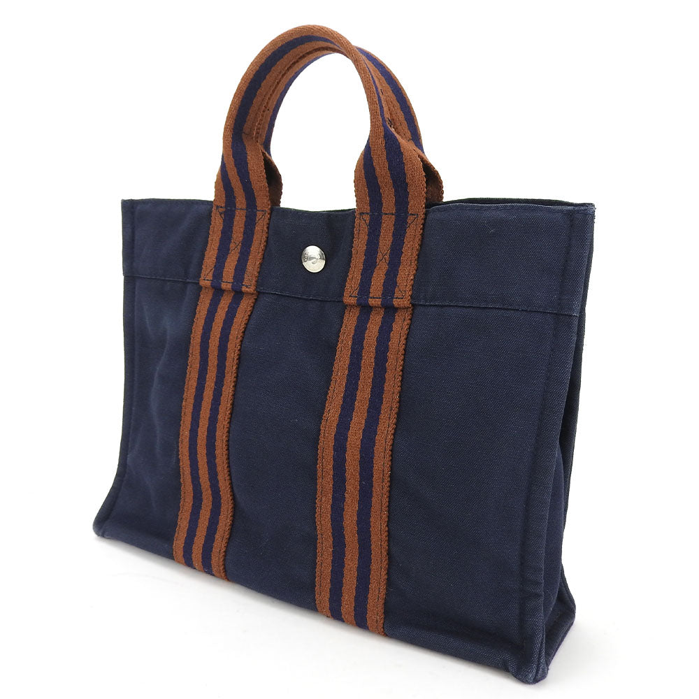 Hermes Canvas Tote Bag Fool Toe PM Navy