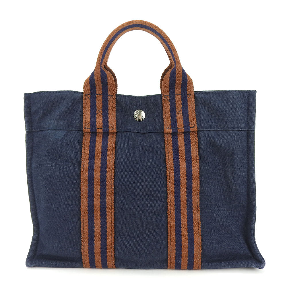 Hermes Canvas Tote Bag Fool Toe PM Navy