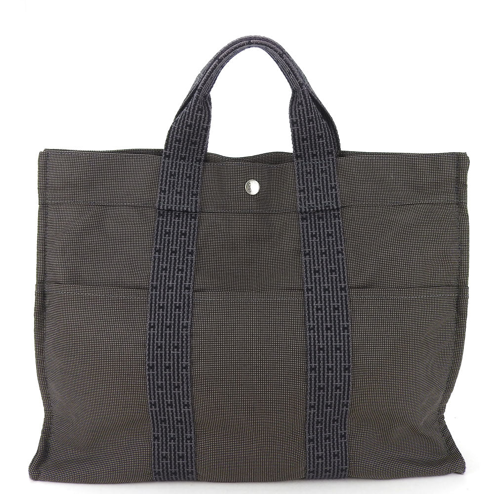 Hermes Her Line MM Canvas Tote Bag Gray