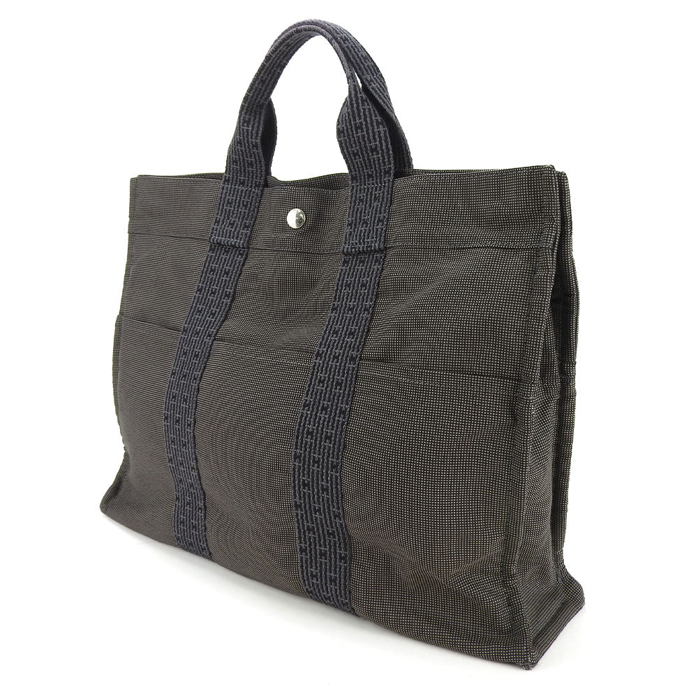 Hermes Her Line MM Canvas Tote Bag Gray