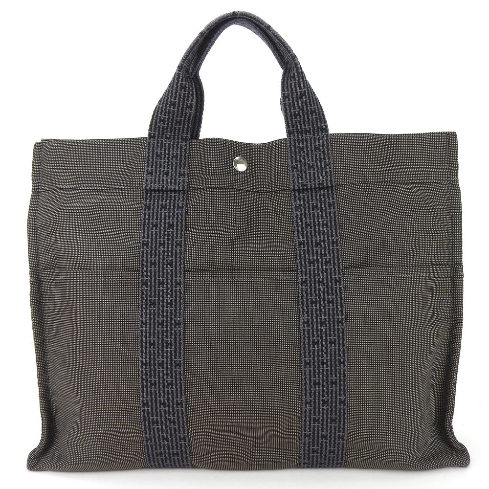 Hermes Her Line MM Canvas Tote Bag Gray