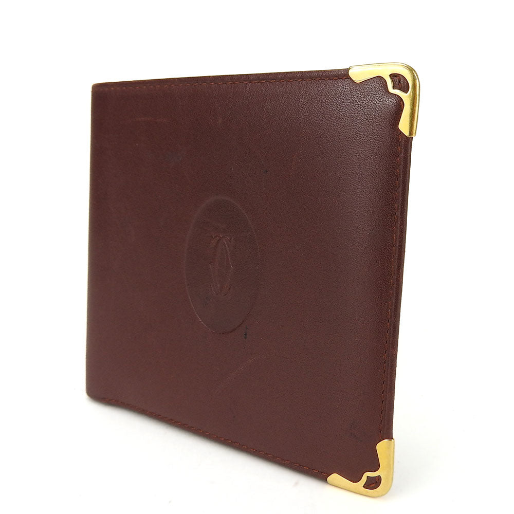 Cartier Leather Bifold Wallet Bordeaux