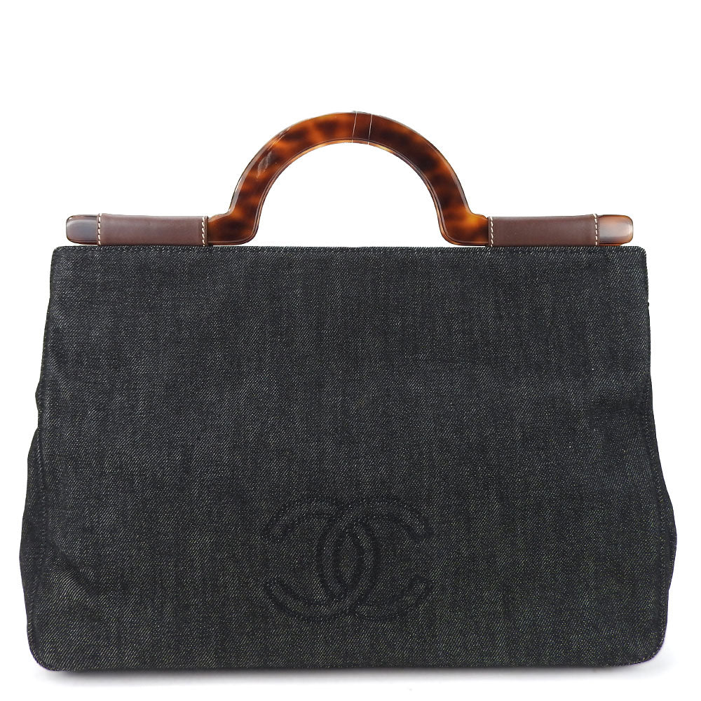 Chanel Denim Leather Handbag Black