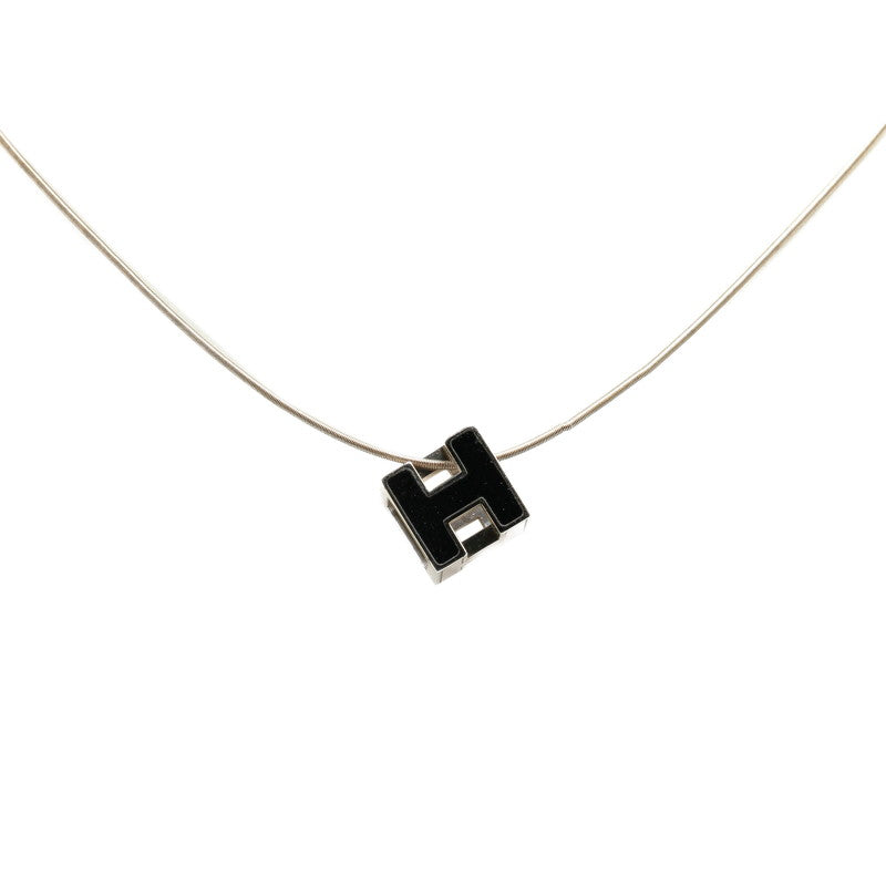 Hermes H Cube Caged d'Ash Necklace Silver Black