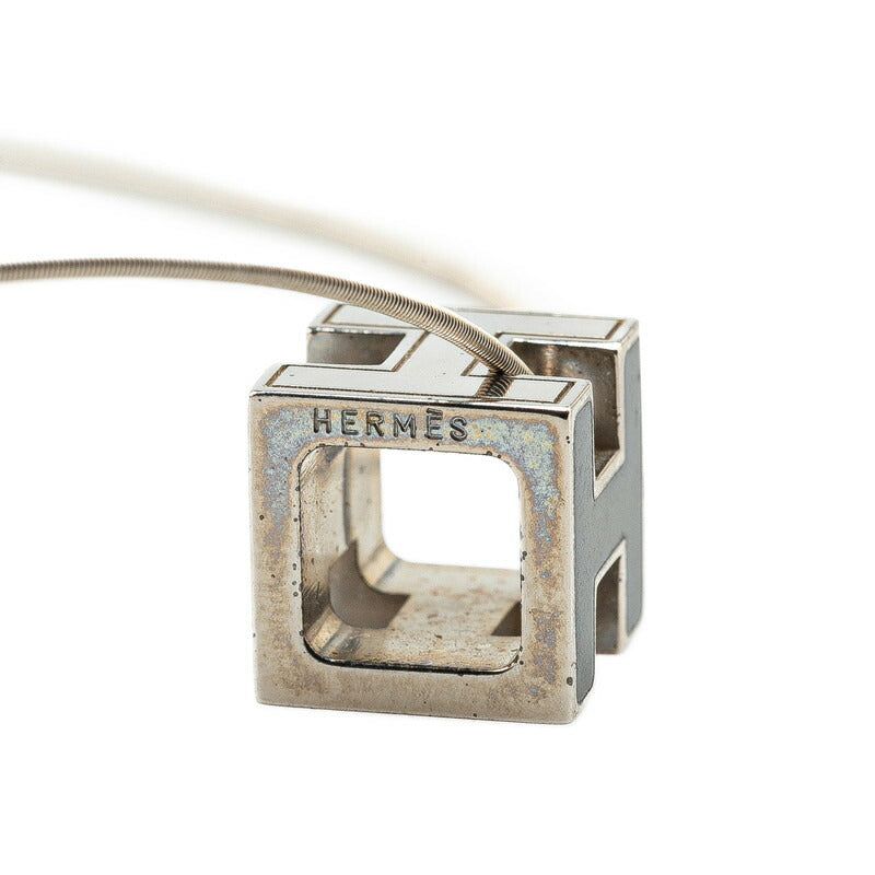 Hermes H Cube Caged d'Ash Necklace Silver Black