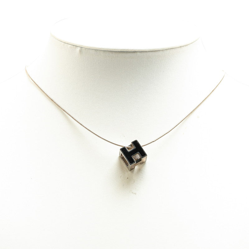 Hermes H Cube Caged d'Ash Necklace Silver Black