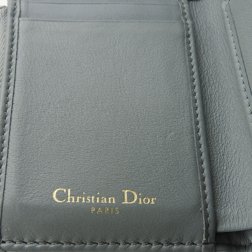 Dior Canvas Leather Tri-fold Wallet Gray